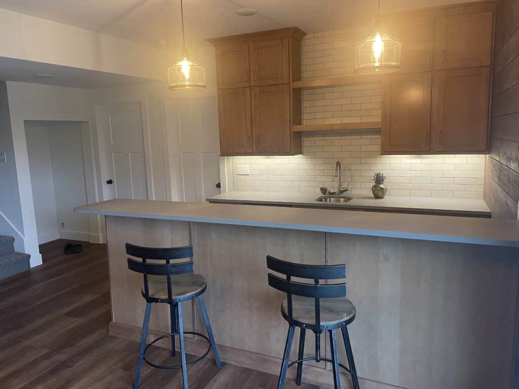 basement remodel bar area